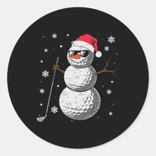 Sticker Rond Chapeau de snowman de golf de Noël Santa Xmas Golf