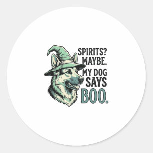 Sticker Rond Chapeau De Sorcière Chien Gravure Vintage Humour H
