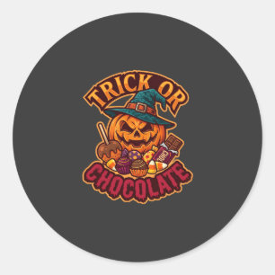 Sticker Rond Chapeau de sorcière de citrouille d'Halloween Tric