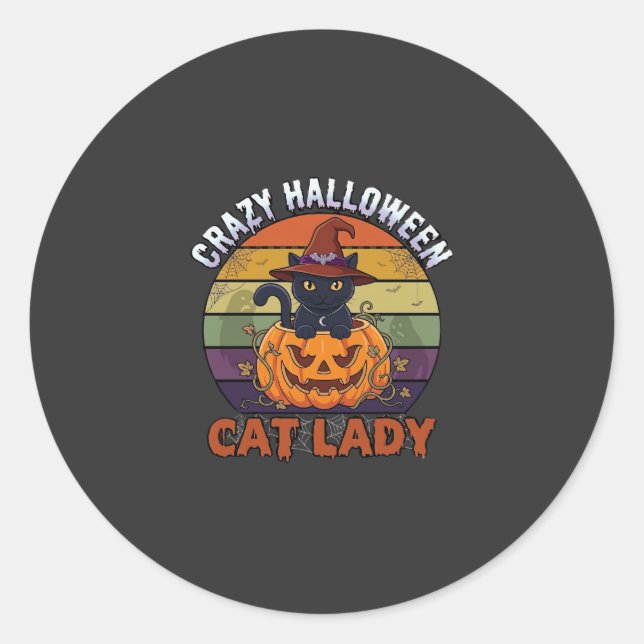Sticker Rond Chapeau de sorcière de citrouille noire de dame de (Devant)