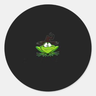 Sticker Rond Chapeau de sorcière de grenouille fantaisiste du M