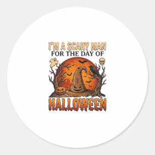 Sticker Rond Chapeau de sorcière d'Halloween homme effrayant Lu