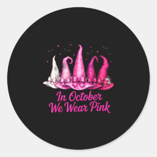 Sticker Rond Chapeau de sorcière ruban rose cancer du sein Hall