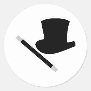 Sticker Rond chapeau magique et baguette magique