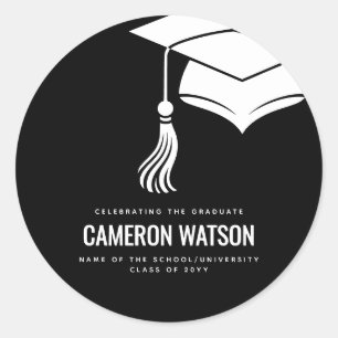 Sticker Rond Chapeau minimaliste moderne et remise des diplômes