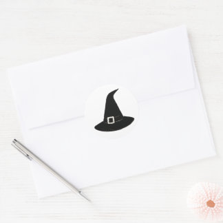 Sticker Rond Chapeau Pointu Mystique – Illustration au Pinceau 