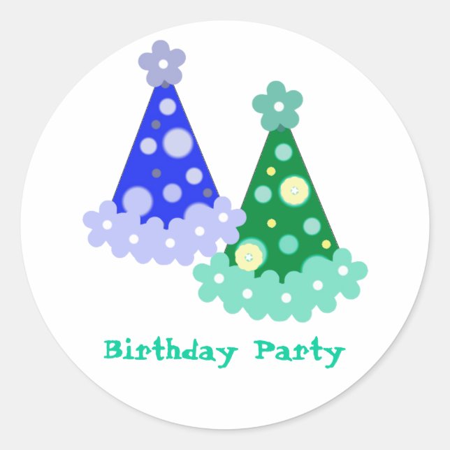 Sticker Rond Chapeaux de fête d'anniversaire (Devant)