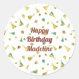 Sticker Rond Chapeaux et ballons pour les vœux de célébration d