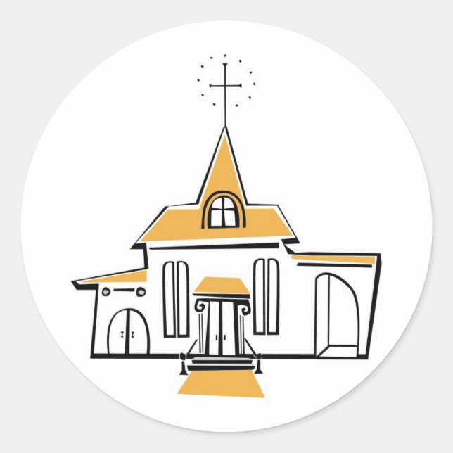 Sticker Rond Chapelle blanche avec accents or (Devant)