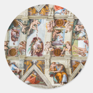 Sticker Rond Chapelle Sixtine Michel-Ange - Vatican, Rome, Ital
