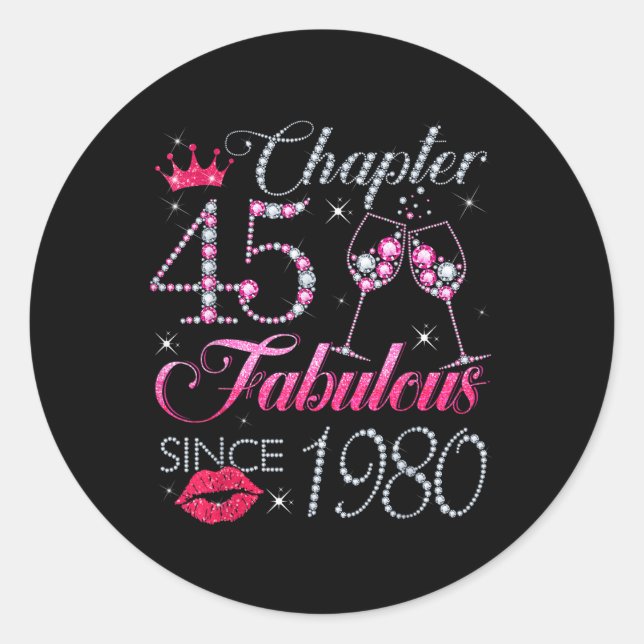 Sticker Rond Chapitre 45 Fabuleux depuis 1980 45e anniversaire  (Devant)