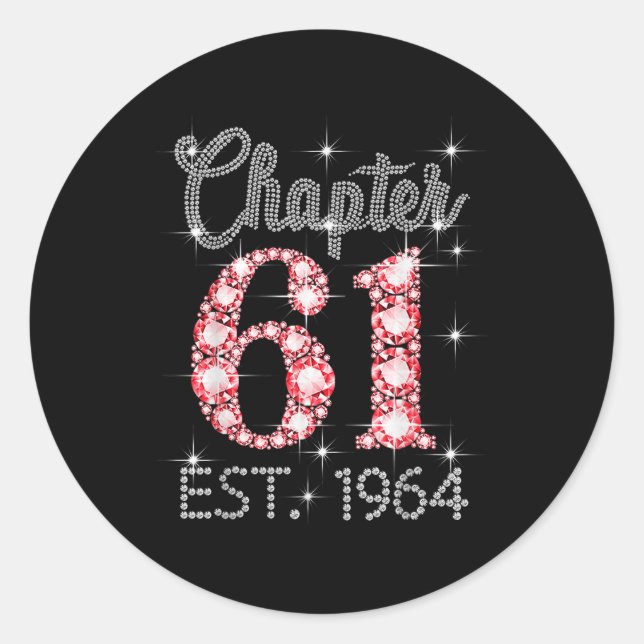 Sticker Rond Chapitre 61 Est 1964 Joyeux 61e anniversaire Fille (Devant)
