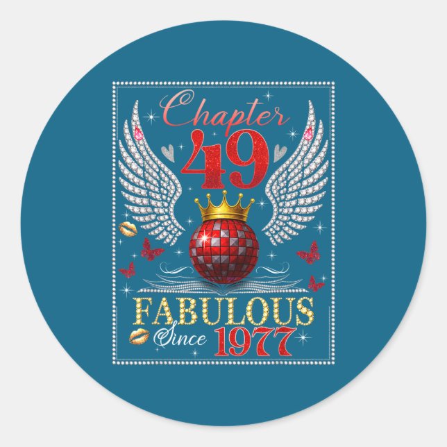 Sticker Rond Chapter 49 Fabulous Est. 1977 Disco Ball 49th Birt (Devant)