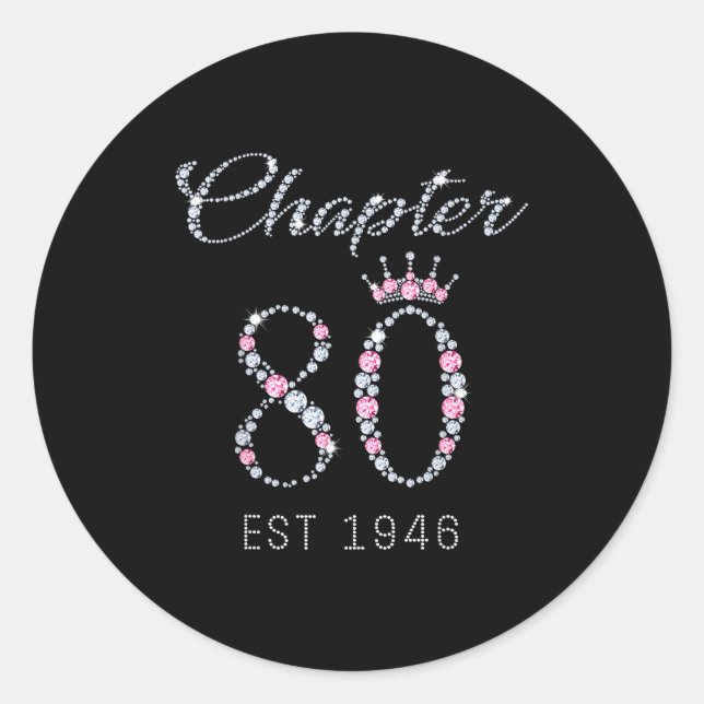 Sticker Rond Chapter 80 Est 1946 80th Birthday Tee Gift For Wom (Devant)