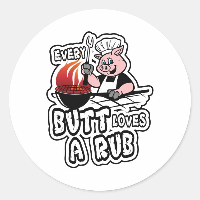 Sticker Rond Chaque Beurre Aime Un Fumeur De Viande Fruit (Devant)