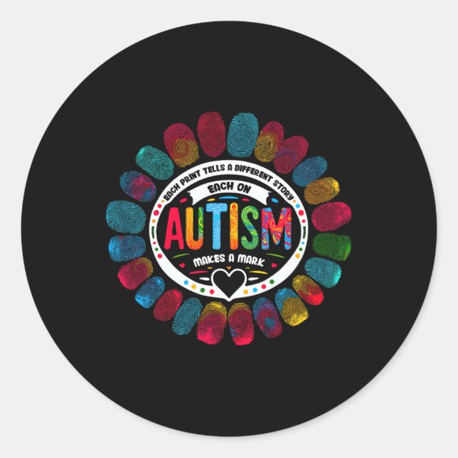 Sticker Rond Chaque empreinte raconte une histoire différente E (Devant)
