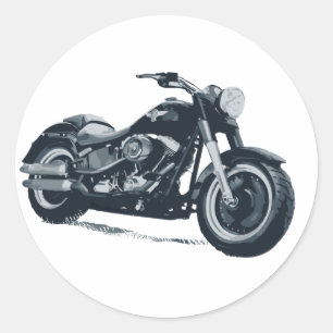 Sticker Rond Chaque garçon aime une moto américaine Fat Blue