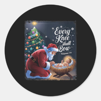 Sticker Rond Chaque Genou Bow Jésus Christian Père Noël Xmas Ch
