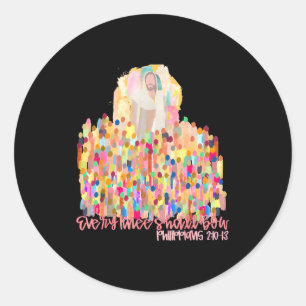 Sticker Rond Chaque genou fléchira Verset biblique chrétien Jés