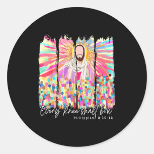 Sticker Rond Chaque genou se courbera Verset de la Bible chréti