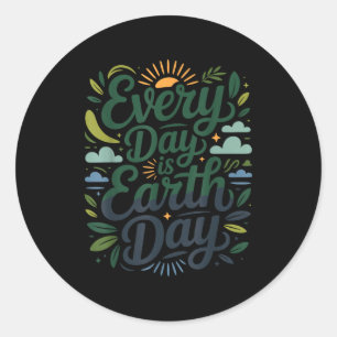 Sticker Rond Chaque jour est le jour de la terre conservation d