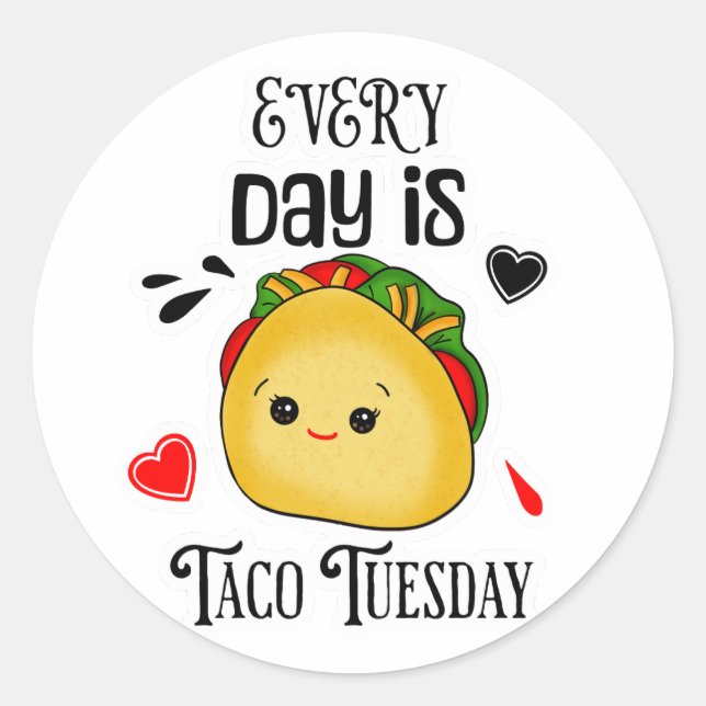 Sticker Rond Chaque jour est mardi Taco (Devant)
