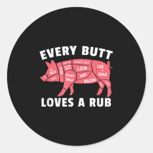 Sticker Rond Chaque Mais Aime Un Cochon Fâché Porc Bbq Fumé Ba