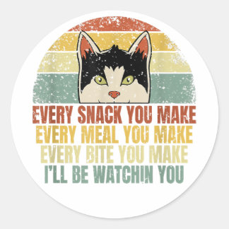 Sticker Rond Chaque Snack que vous faites Amoureux des chats Dr