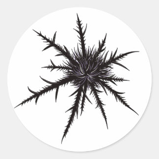 Sticker Rond Charbon sec épines Sharp Art botanique gothique