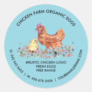 Sticker Rond Charcuterie de poulet OEufs frais bio bleu