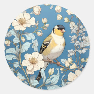 Sticker Rond Chardonneret américain inspiré de William Morris