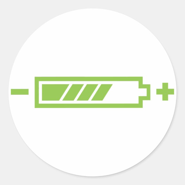 Sticker Rond Chargé - batterie solaire hybride électrique (Devant)