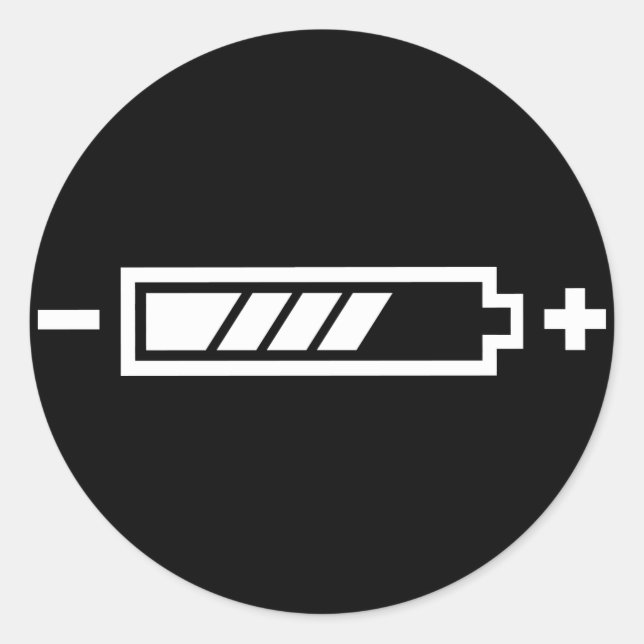 Sticker Rond Chargé - batterie solaire hybride électrique (Devant)