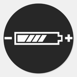 Sticker Rond Chargé - batterie solaire hybride électrique