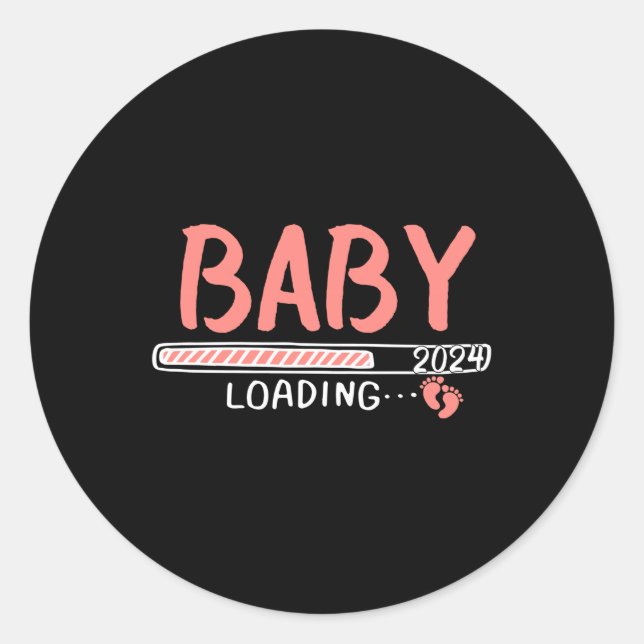 Sticker Rond Chargement de bébé 2024 Veuillez patienter (Devant)