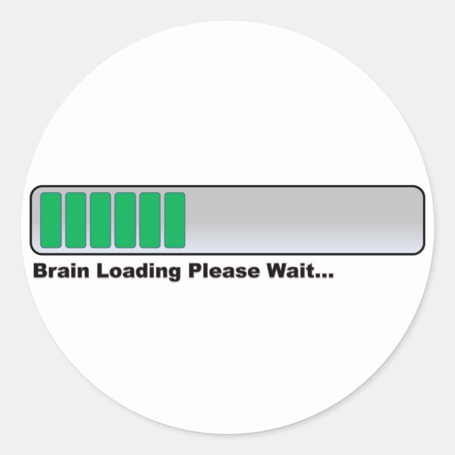 Sticker Rond Chargement du cerveau Veuillez patienter... (Devant)