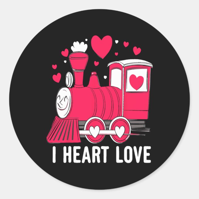 Sticker Rond Charges D'Amour Train Saint Valentin Enfants Garço (Devant)