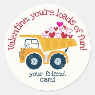 Sticker Rond Charges de Camion-Camion-Camion Valentine