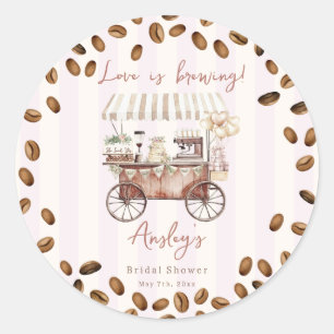 Sticker Rond Chariot à café Love Is Brewing pour enterrement de