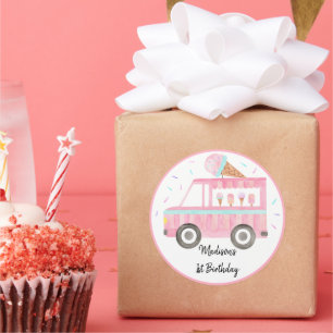 Sticker Rond Chariot à glace moderne Anniversaire