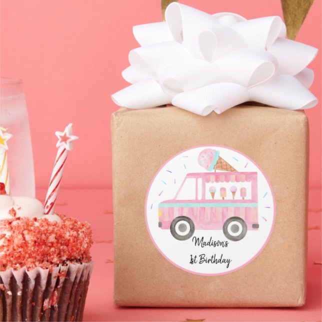 Sticker Rond Chariot à glace moderne Anniversaire (Fête)