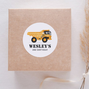 Sticker Rond Chariot de camion de construction fête d'anniversa