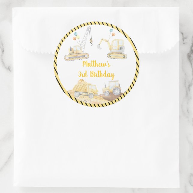 Sticker Rond Chariot de canalisation de construction Anniversai (Sac)