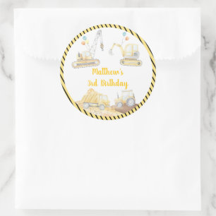 Sticker Rond Chariot de canalisation de construction Anniversai