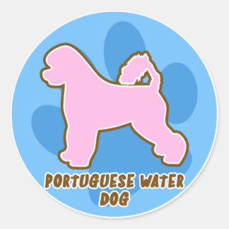 Sticker Rond Chariot de chiens d'eau portugais branché