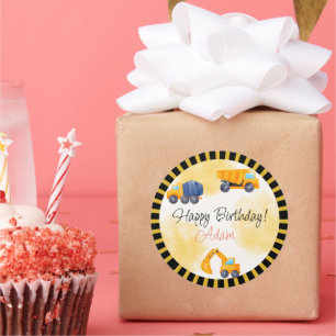 Sticker Rond Chariot de construction Anniversaire