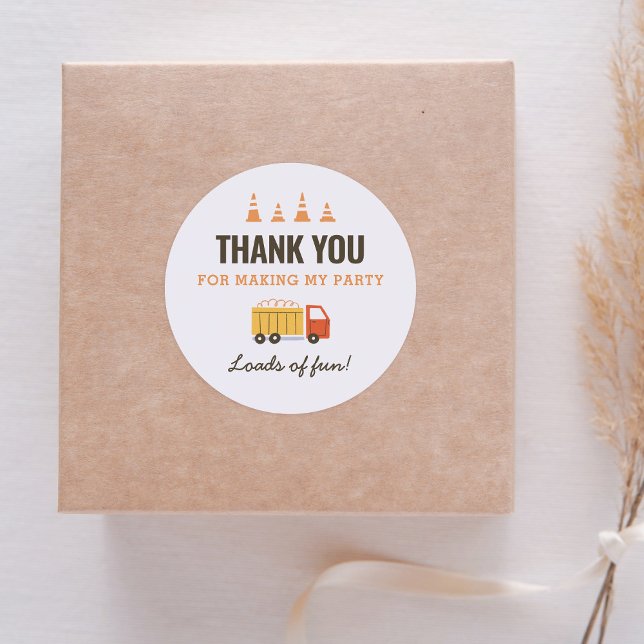 Sticker Rond Chariot de construction Fête d'anniversaire Classi (Créateur téléchargé)