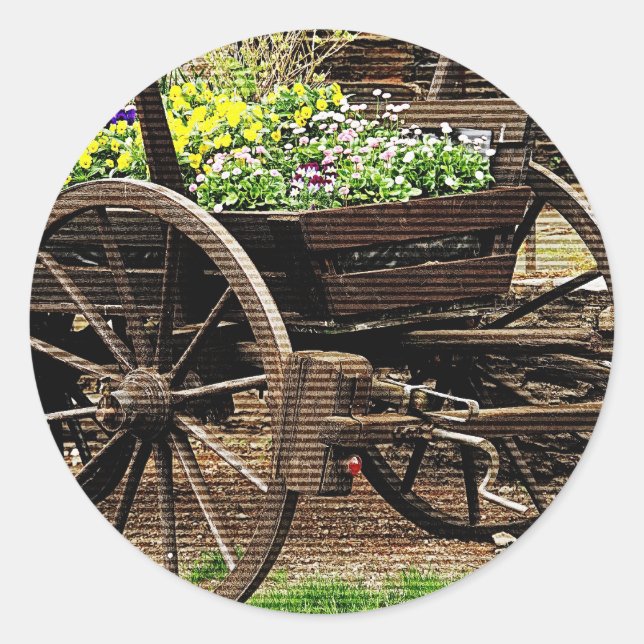 Sticker Rond Chariot de Fleurs (Devant)