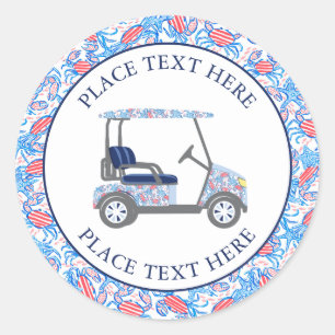 Sticker Rond Chariot de golf Crabs Préparé Patriotique