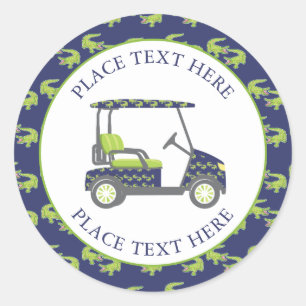 Sticker Rond Chariot de golf des alligators preppy